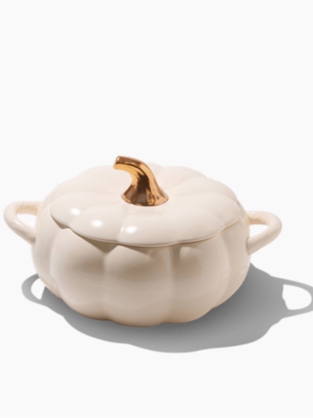 Pfaltzgraff Cream Pumpkin Casserole with Gold Stem